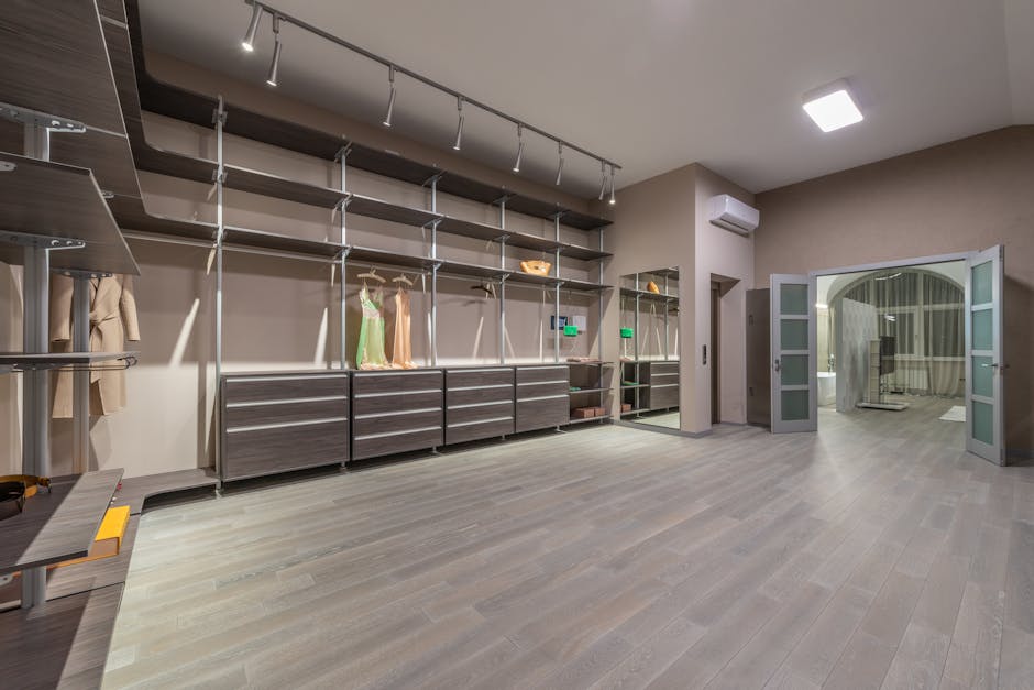 Luxury custom walk in closet with elegant shelving